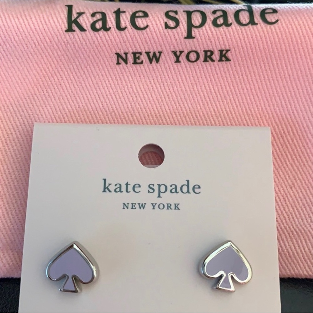 🤩LILAC🤩 ♠️ kate spade ♠️ Signature Logo Cut Out Earrings, New - Picture 5 of 5
